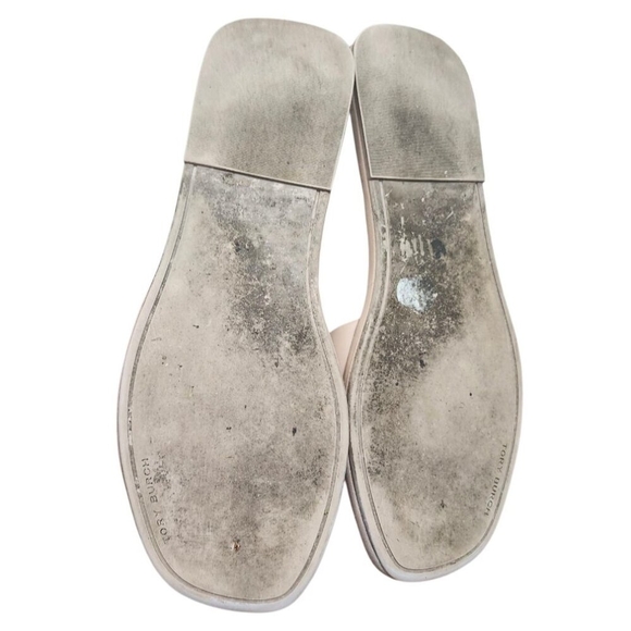 Tory Burch Women Leather Slide Sandals Double T Logo Beige Cream Flat Slip On 10 - Picture 10 of 13